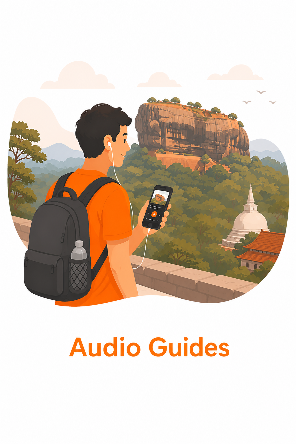 Traveller listening to an audio guide